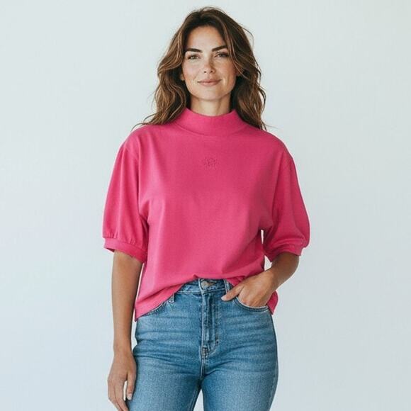 Vintage Women's Gitano Pink Short Sleeve Shirt with Embroidery Size XL - Picture 1 of 6